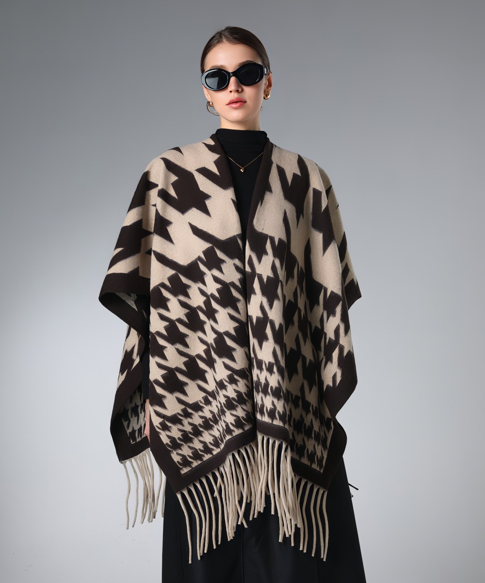 Shawl Factory Classic Brown Houndstooth Shawl