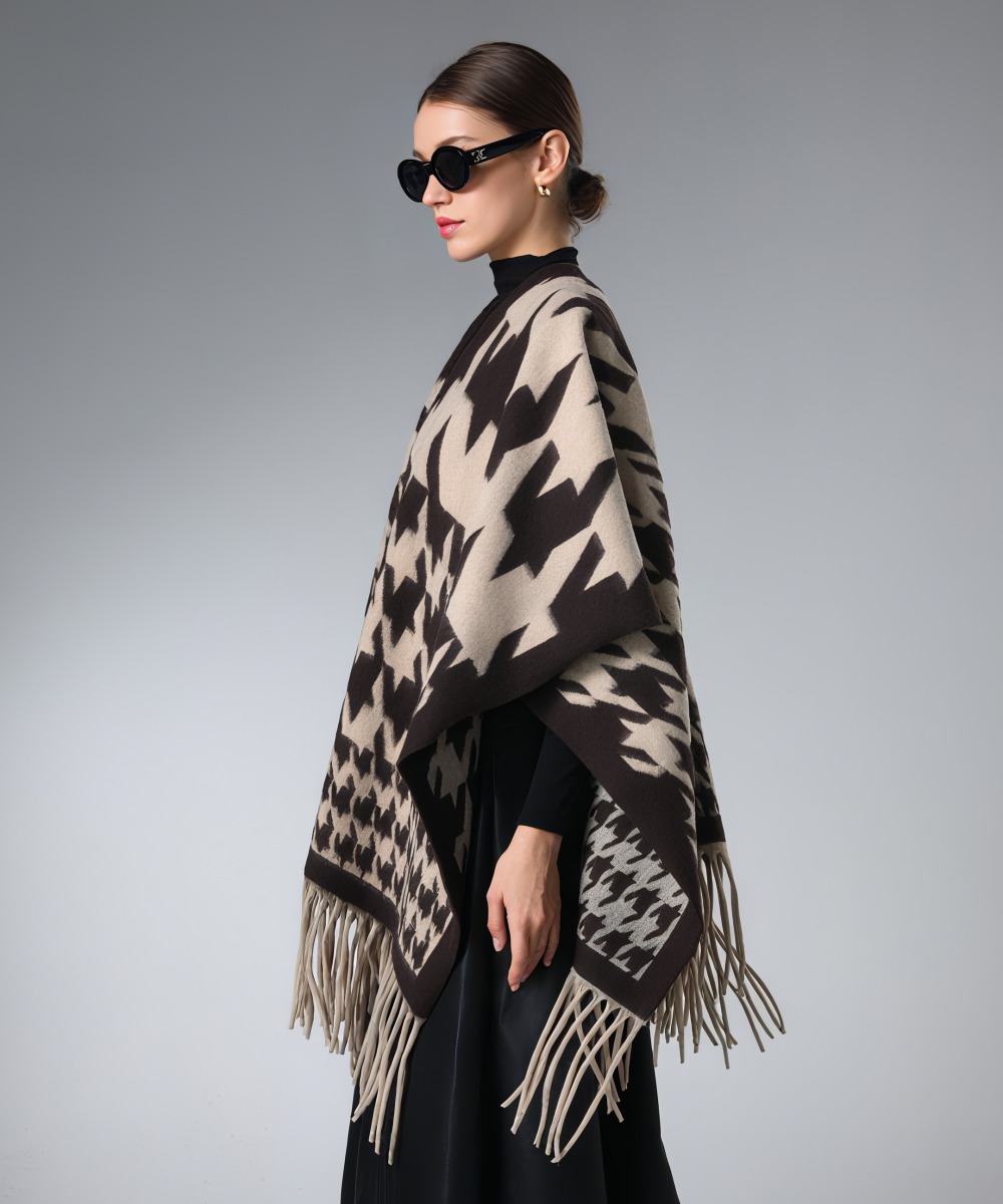 Shawl Factory Classic Brown Houndstooth Shawl
