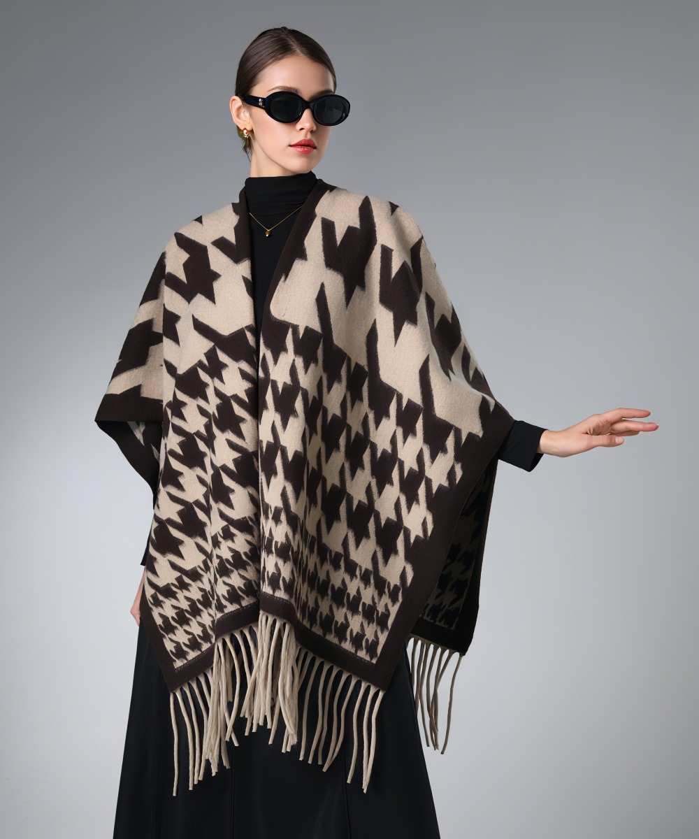 Shawl Factory Classic Brown Houndstooth Shawl