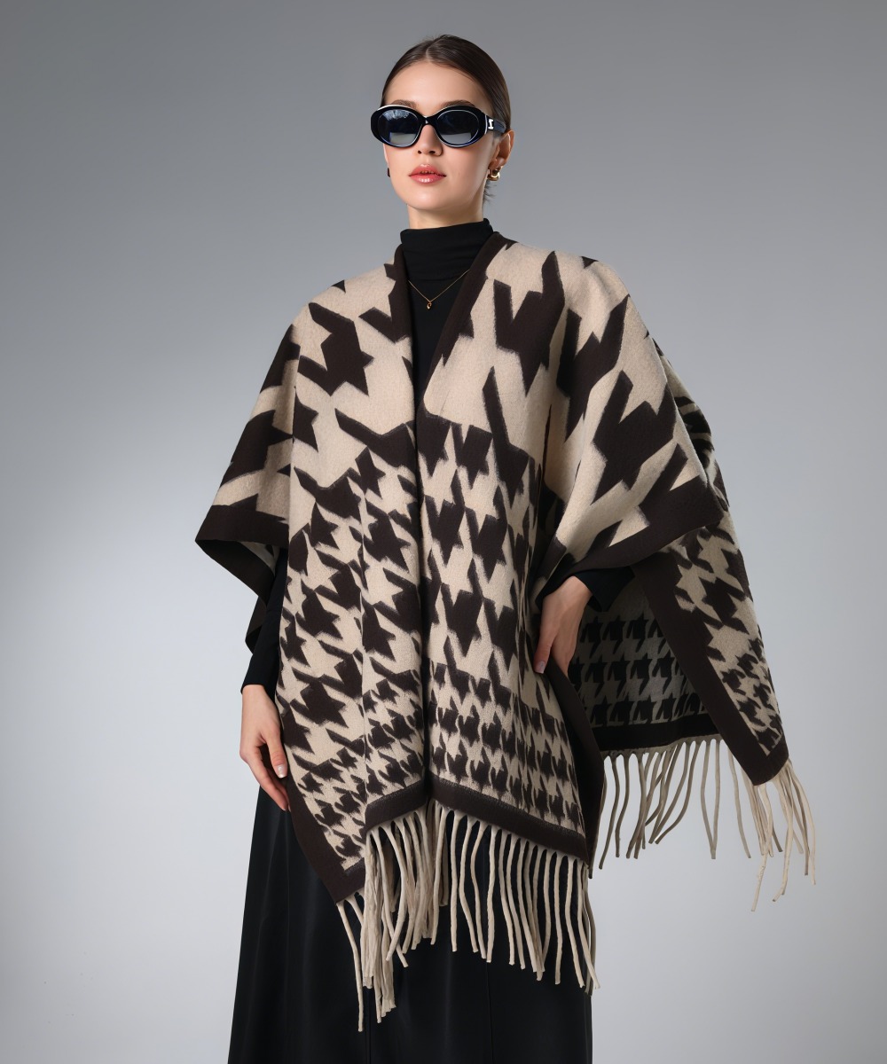 Shawl Factory Classic Brown Houndstooth Shawl