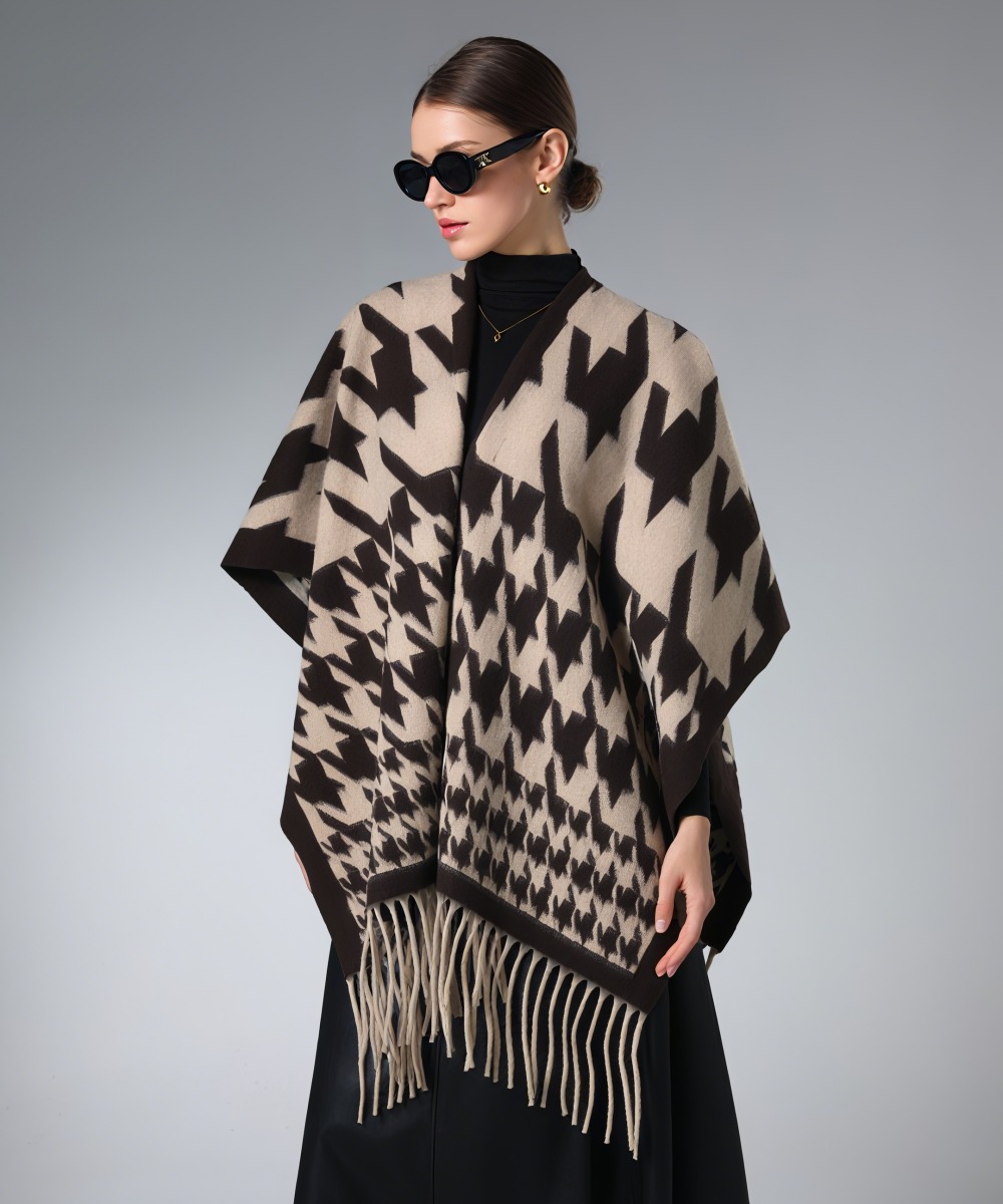 Shawl Factory Classic Brown Houndstooth Shawl