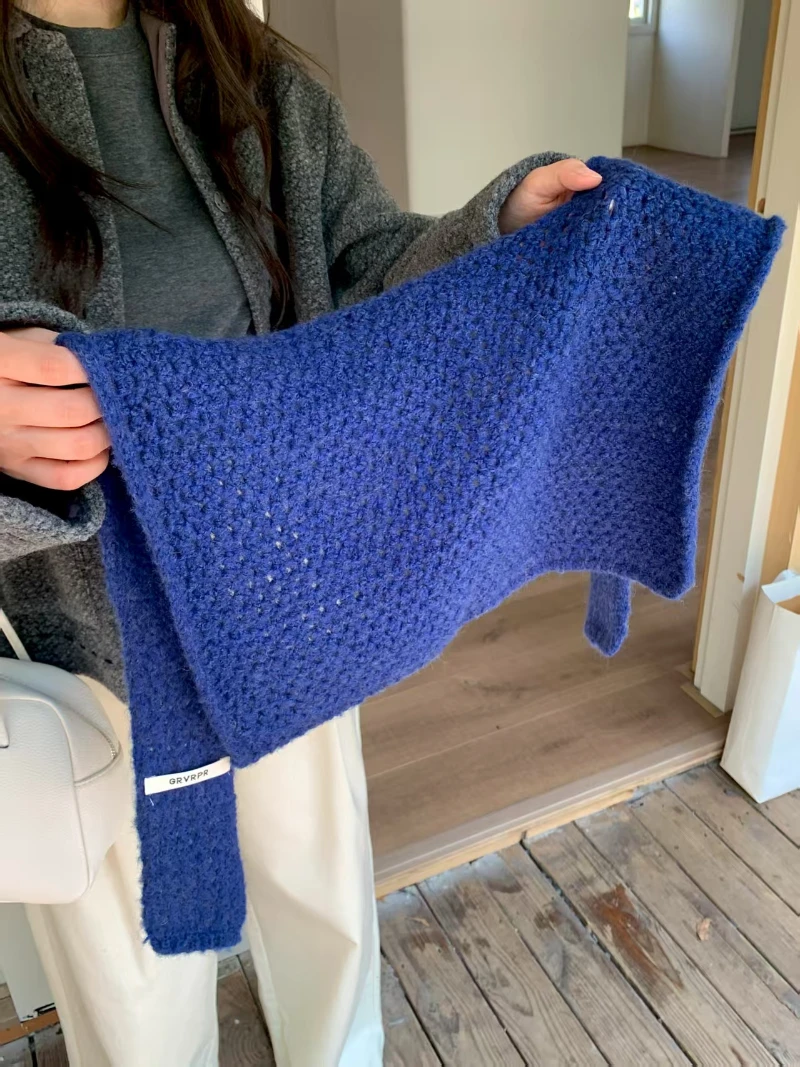 Small Multi Color knitted shawl waffle knit scarf