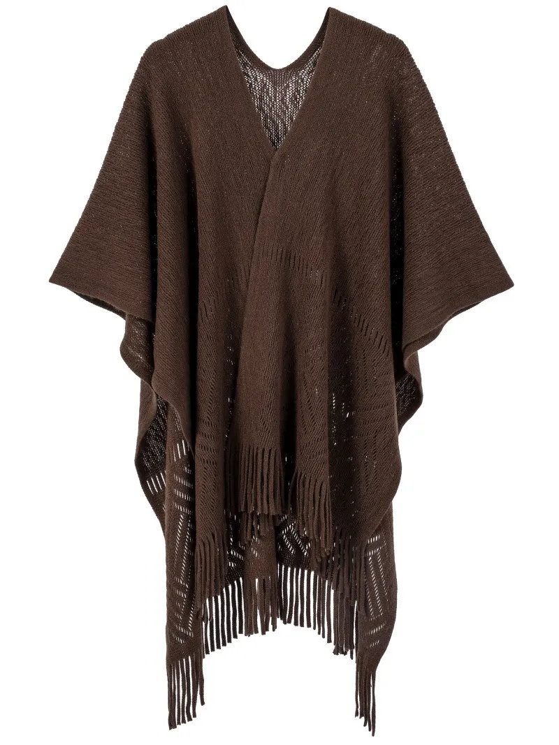 Custom Solid Color Thin Hollow Fringe Shawl