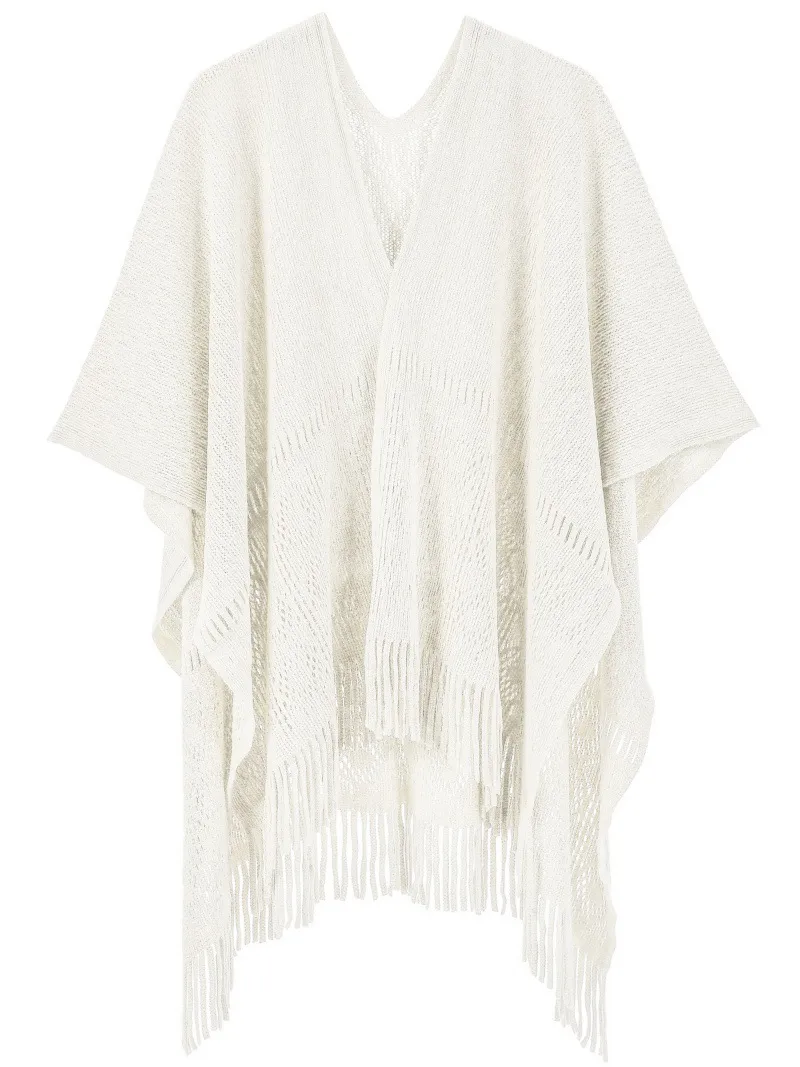 Custom Solid Color Thin Hollow Fringe Shawl