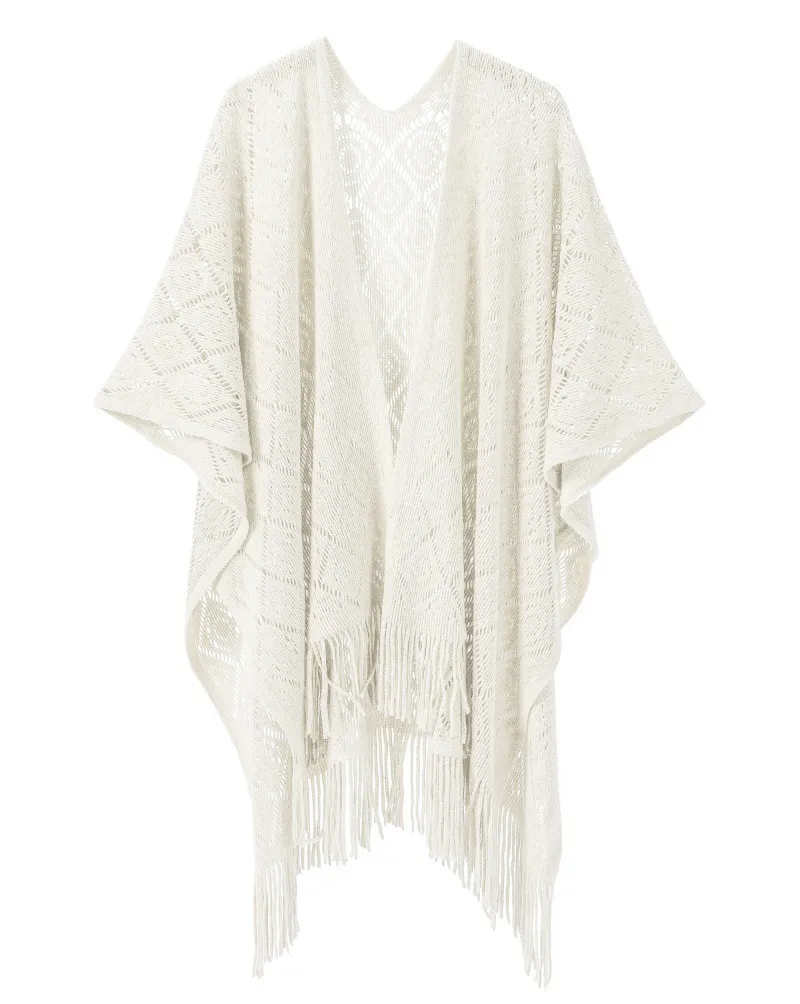 Custom Solid Color Thin Hollow Fringe Shawl