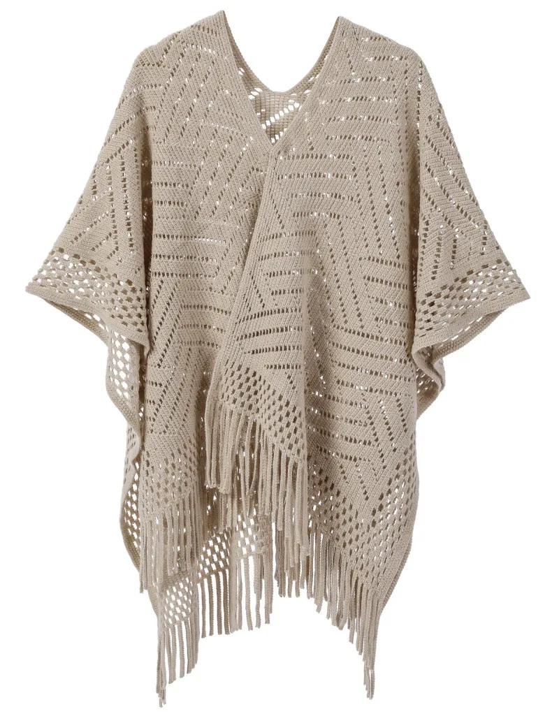 Custom Solid Color Thin Hollow Fringe Shawl