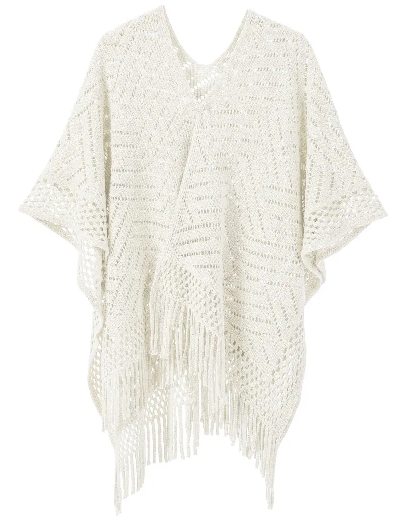 Custom Solid Color Thin Hollow Fringe Shawl