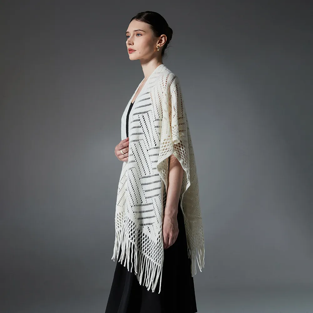 Custom Solid Color Thin Hollow Fringe Shawl