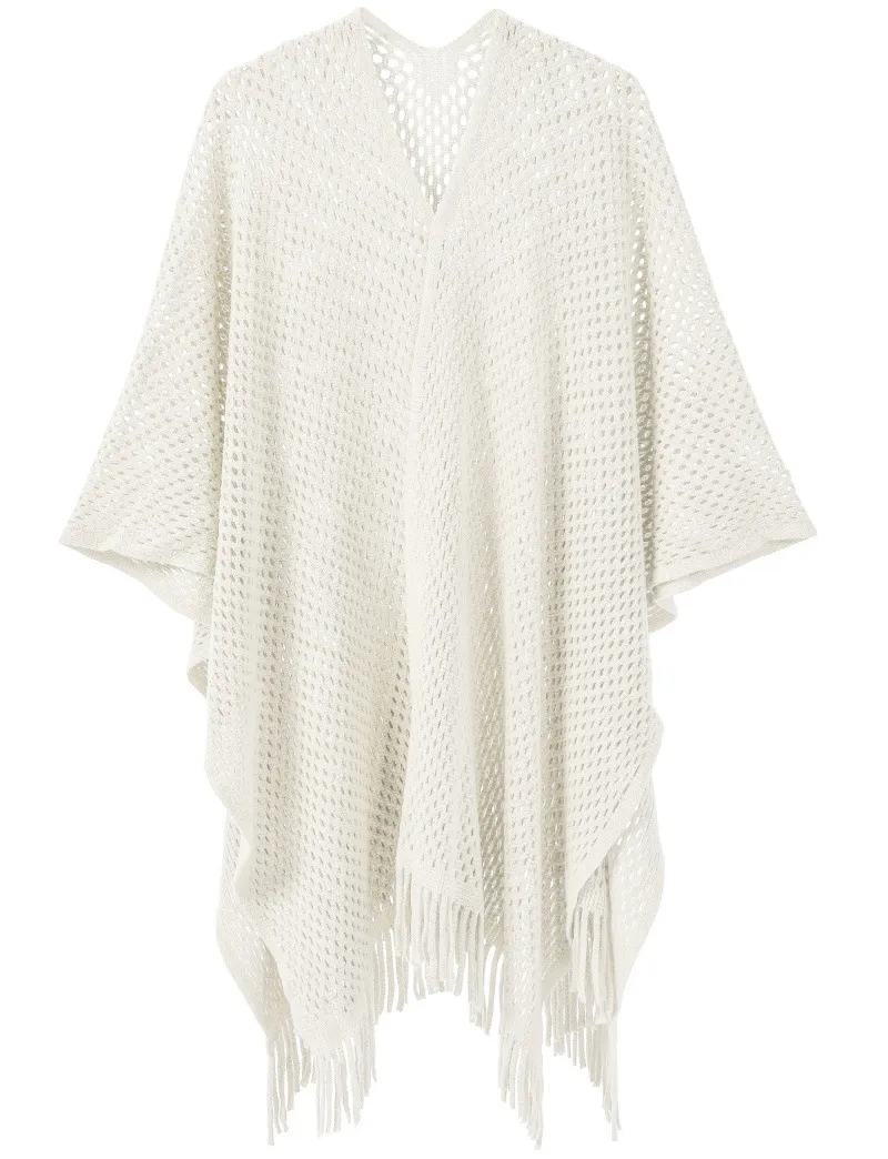 Custom Solid Color Thin Hollow Fringe Shawl
