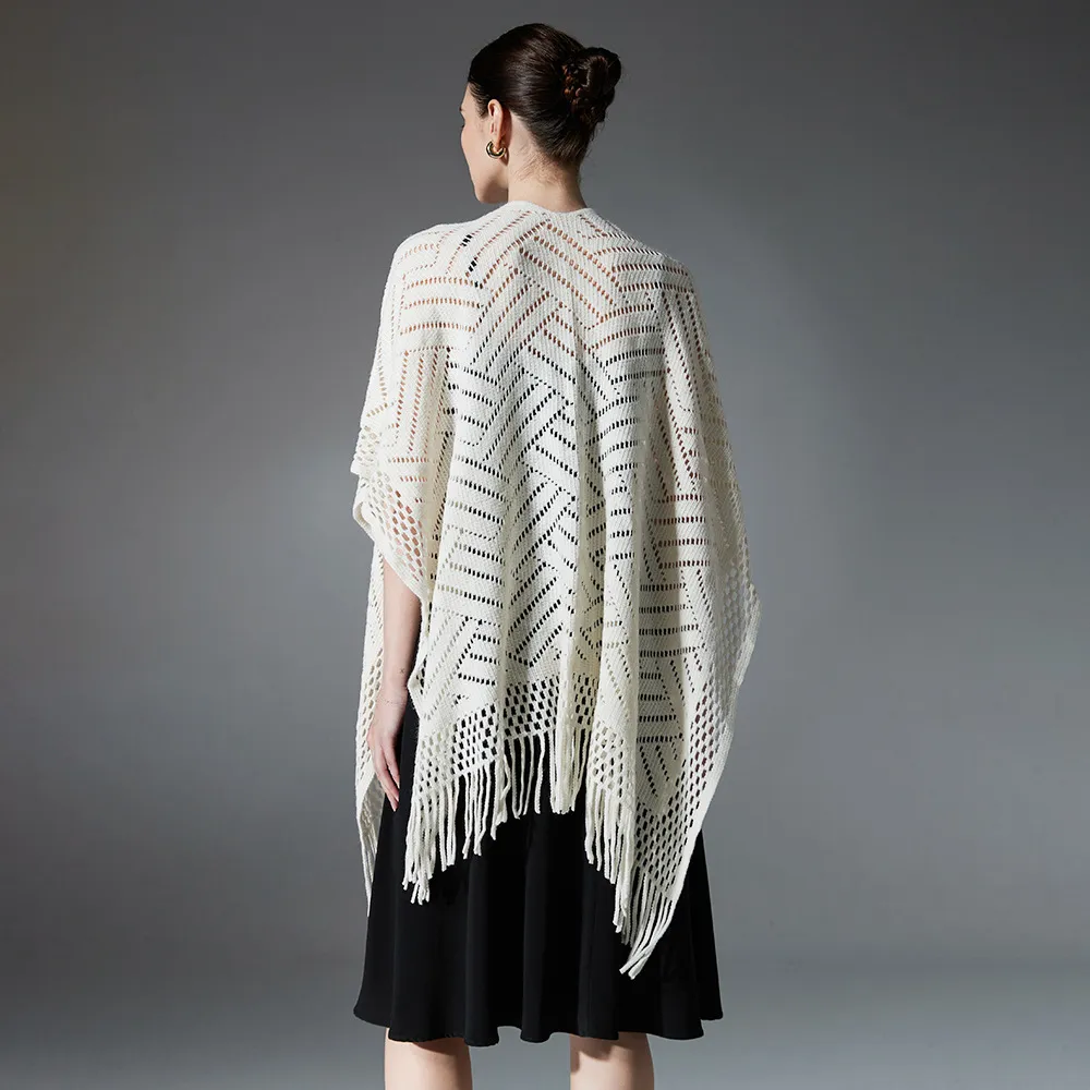 Custom Solid Color Thin Hollow Fringe Shawl