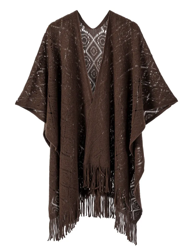 Custom Solid Color Thin Hollow Fringe Shawl