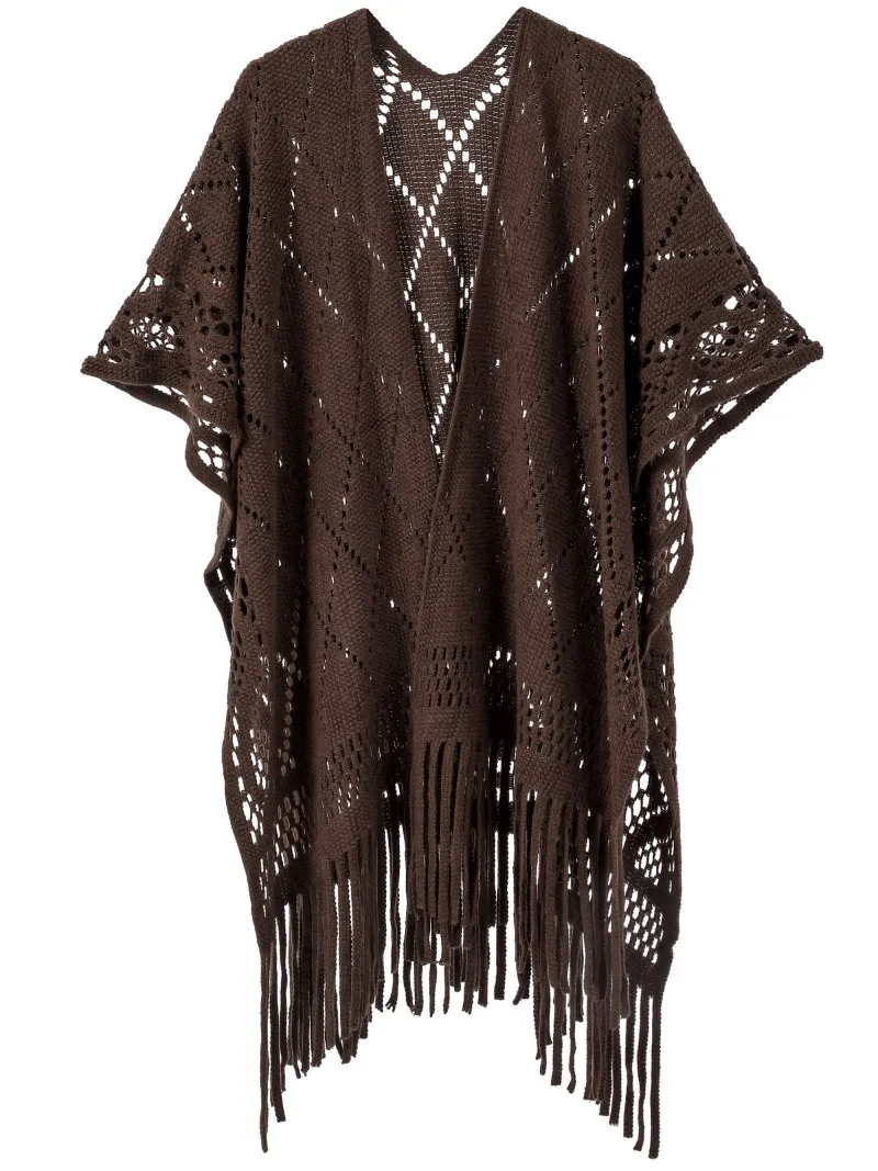Custom Solid Color Thin Hollow Fringe Shawl