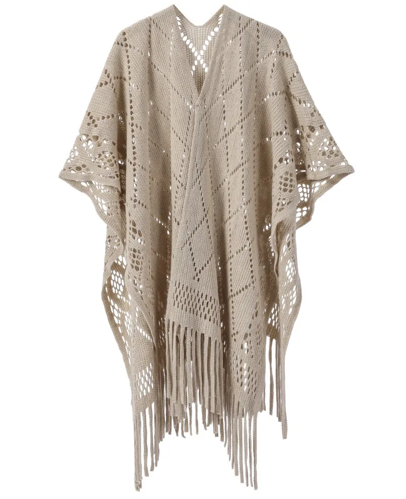 Custom Solid Color Thin Hollow Fringe Shawl