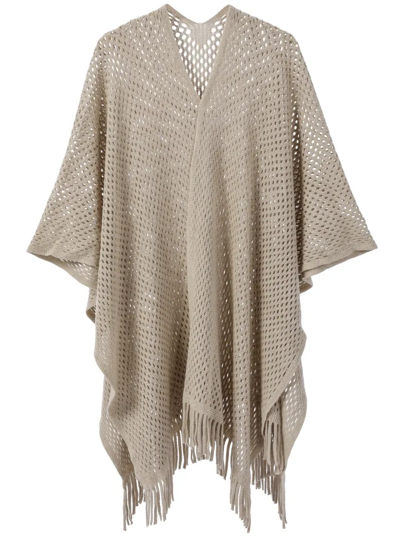 Custom Solid Color Thin Hollow Fringe Shawl