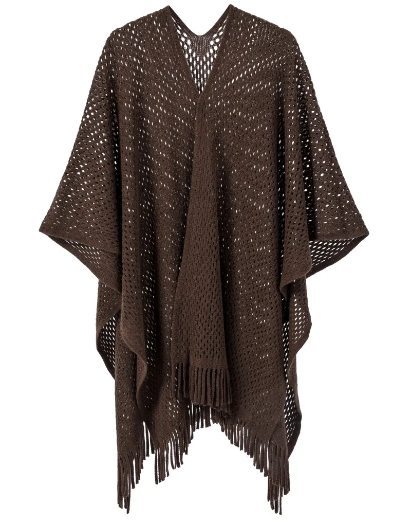 Custom Solid Color Thin Hollow Fringe Shawl