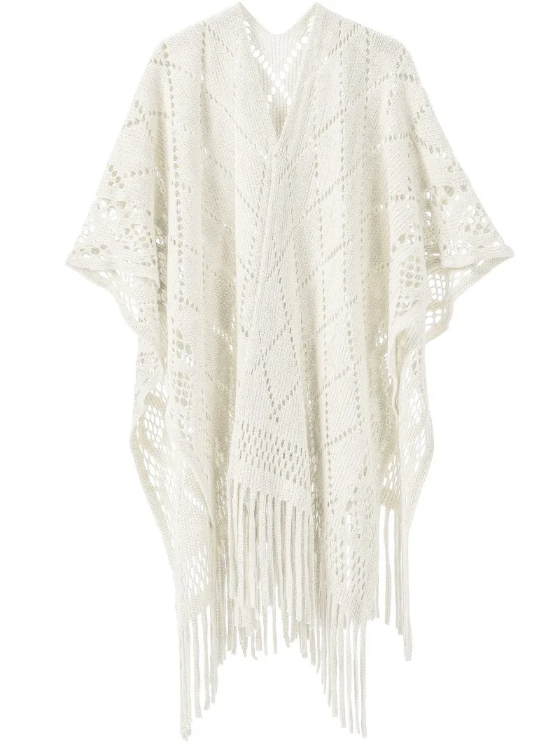 Custom Solid Color Thin Hollow Fringe Shawl