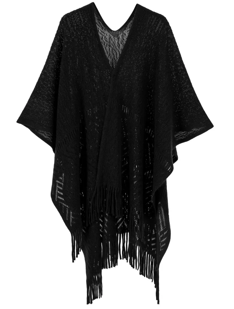 Custom Solid Color Thin Hollow Fringe Shawl
