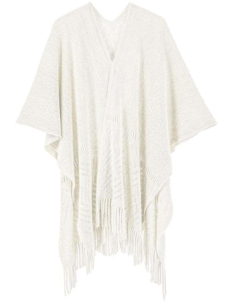 Custom Solid Color Thin Hollow Fringe Shawl
