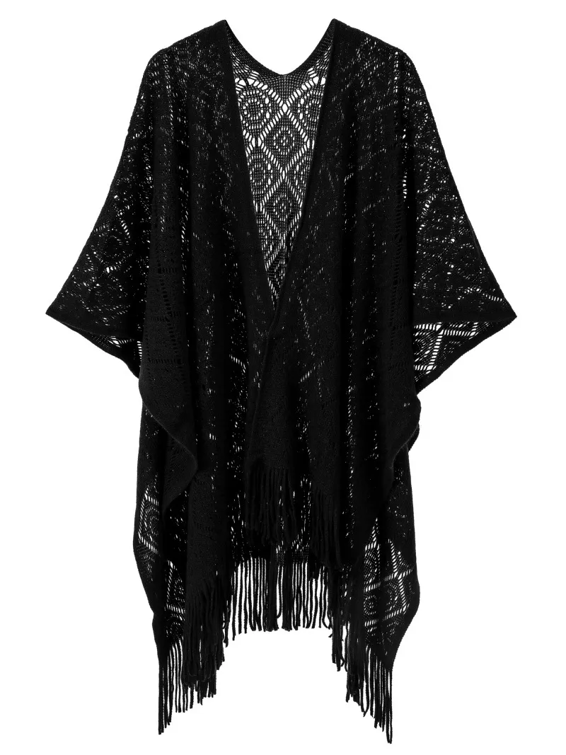 Custom Solid Color Thin Hollow Fringe Shawl