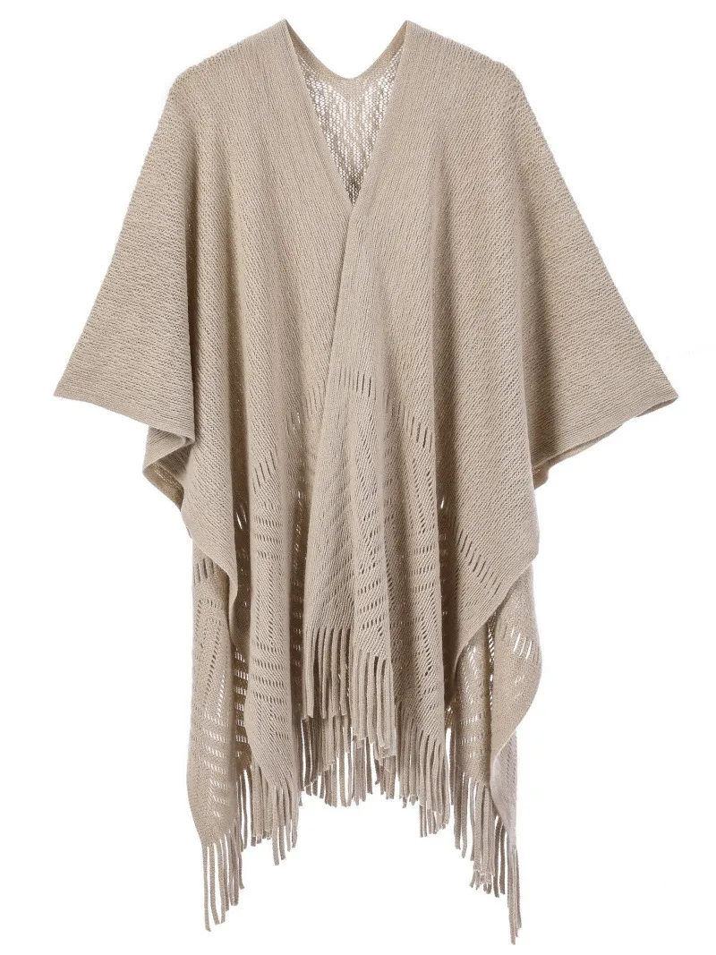 Custom Solid Color Thin Hollow Fringe Shawl