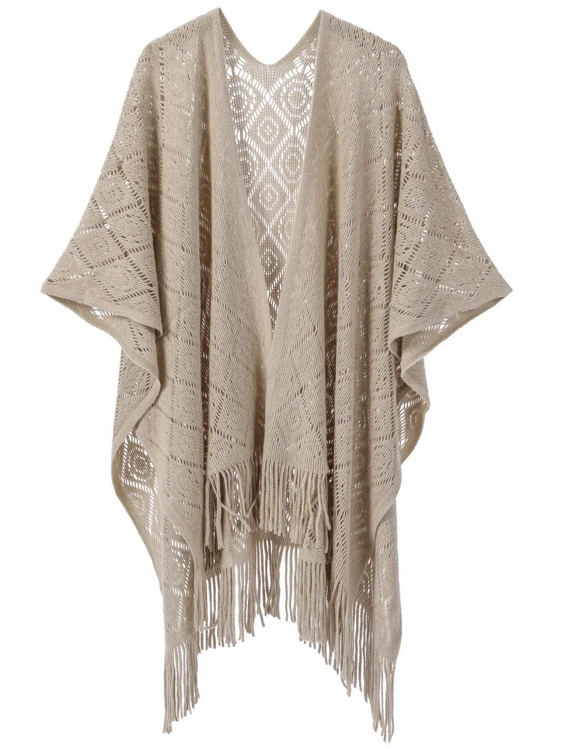 Custom Solid Color Thin Hollow Fringe Shawl