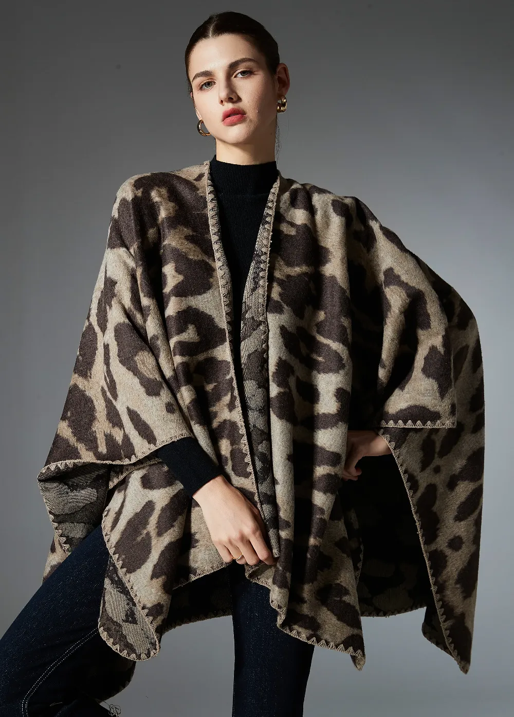 Customized Two-Color Leopard Print Shawl Wrap
