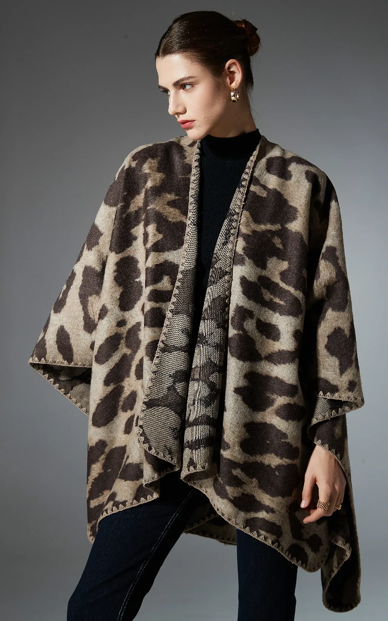 Customized Two-Color Leopard Print Shawl Wrap
