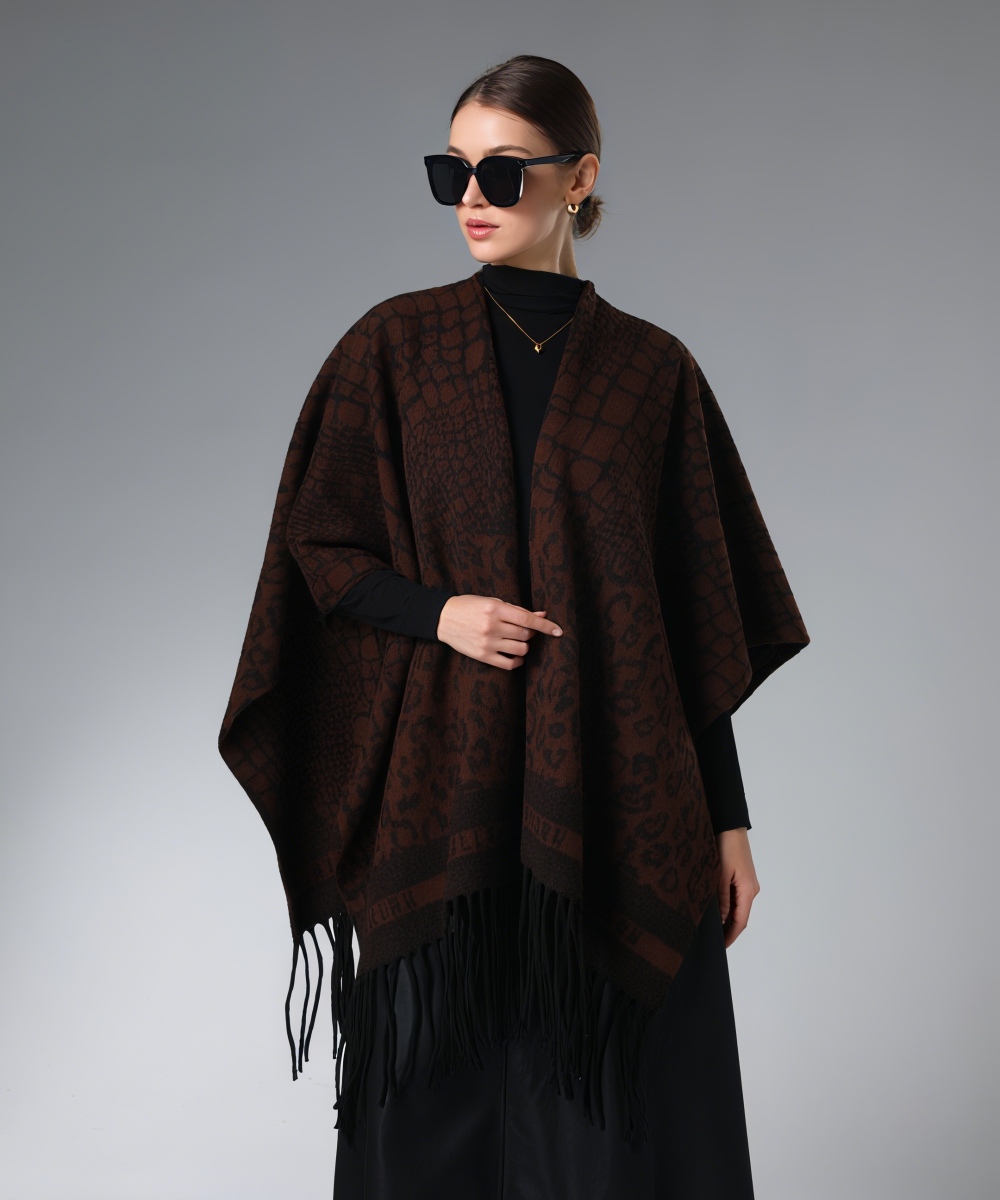 Wholesale Dark Brown Zebra Leopard Print Shawl Animal Print Shawl