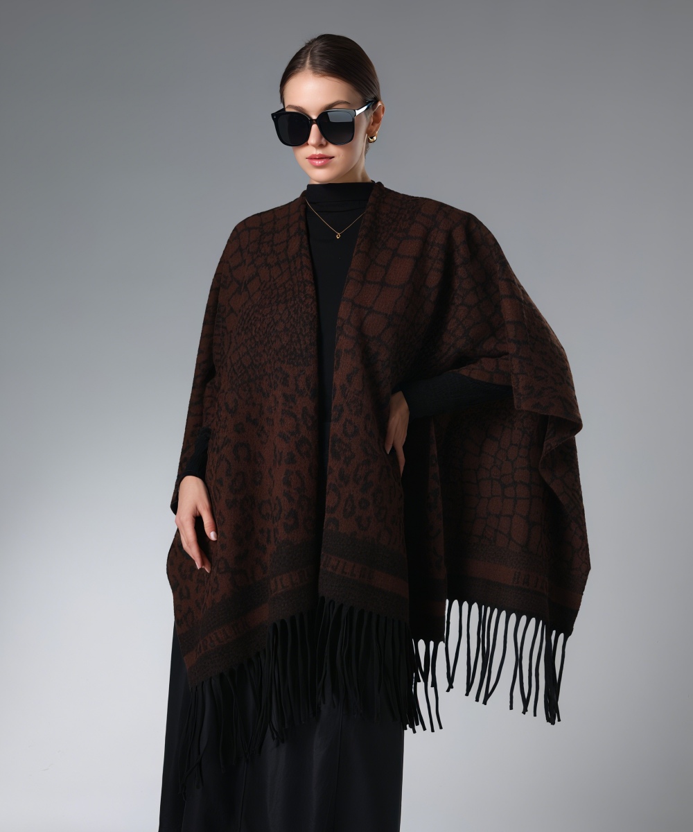 Wholesale Dark Brown Zebra Leopard Print Shawl Animal Print Shawl