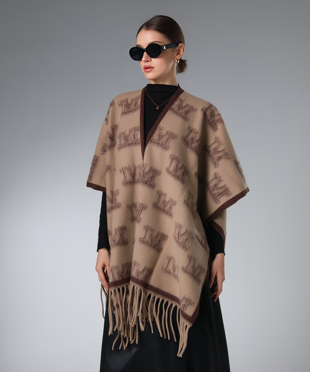 Wholesale Fashion Camel Letter “M” Shawl
