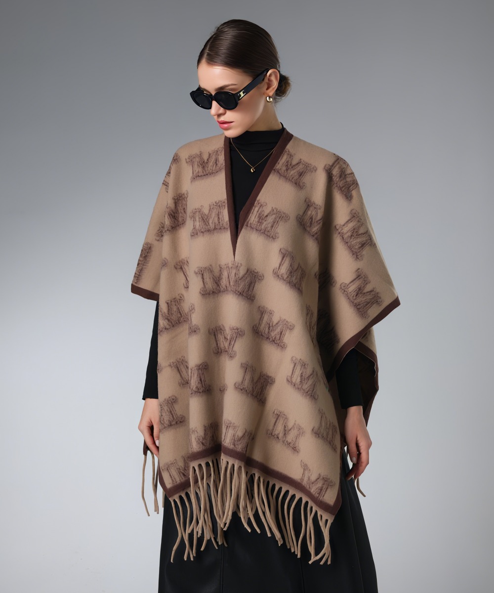 Wholesale Fashion Camel Letter “M” Shawl