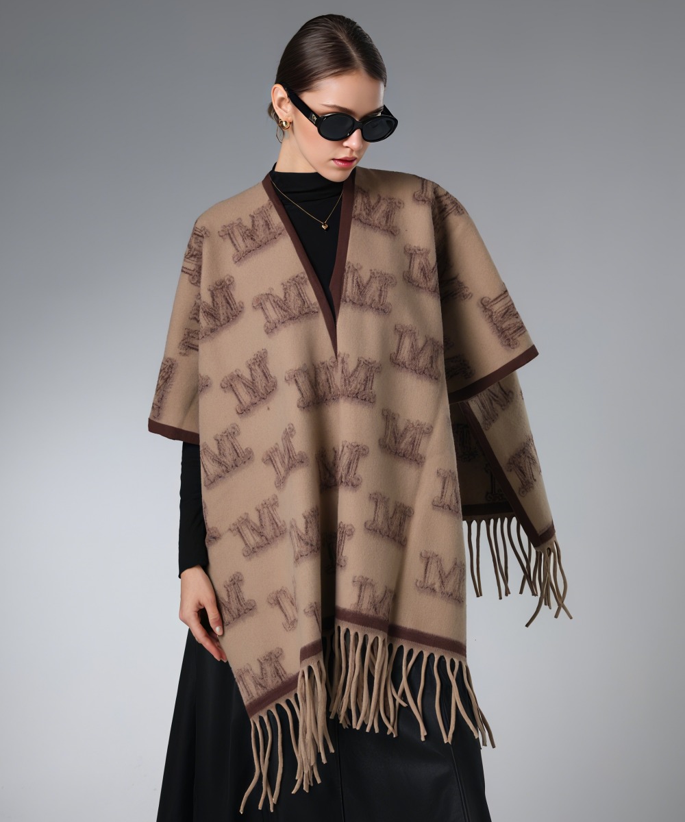 Wholesale Fashion Camel Letter “M” Shawl