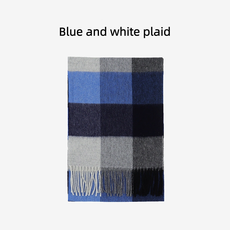Maillard Style Womens Plaid Wool Scarf With Fringe