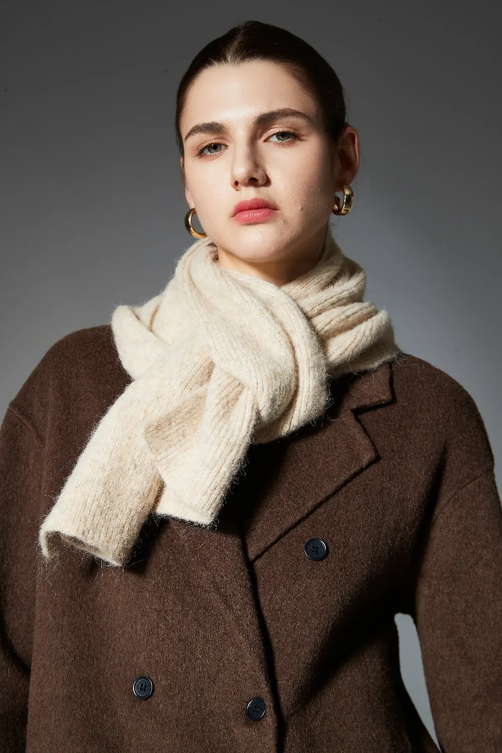 Winter Solid Color Warp-Knitted Scarf