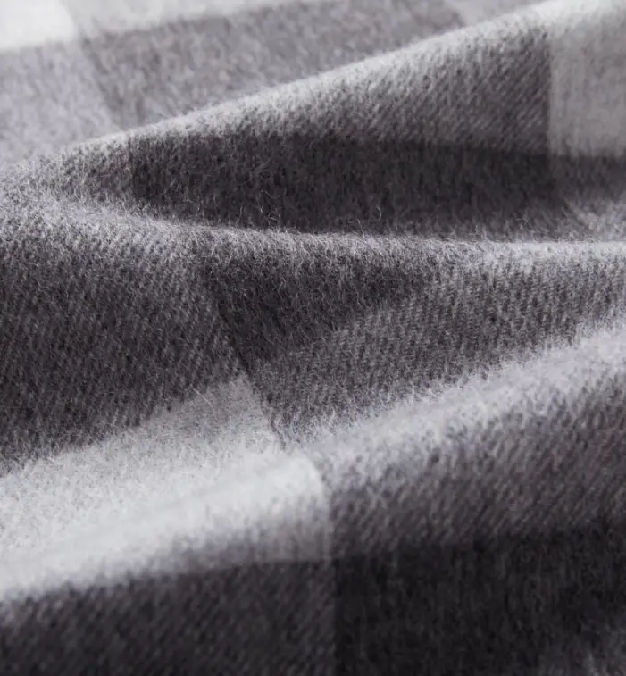 Maillard Style Womens Plaid Wool Scarf With Fringe