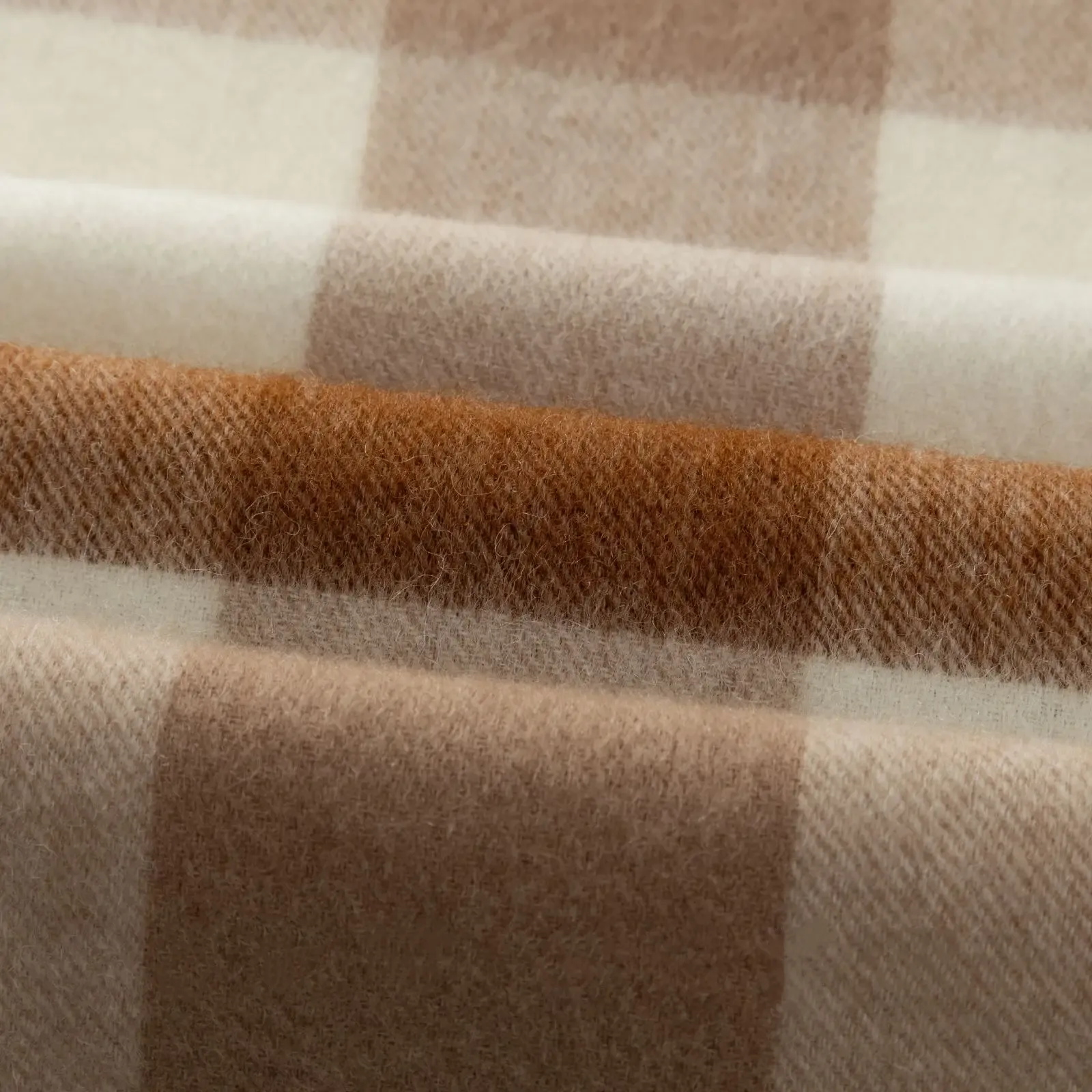 Maillard Style Womens Plaid Wool Scarf With Fringe