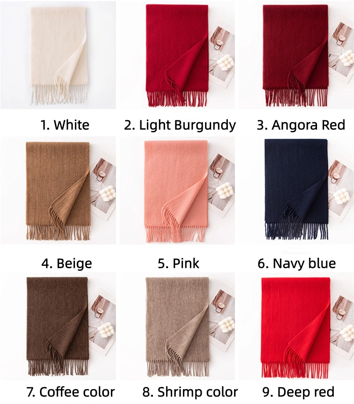 Ladies Plain 100 Wool Scarf For Winter With Tassel