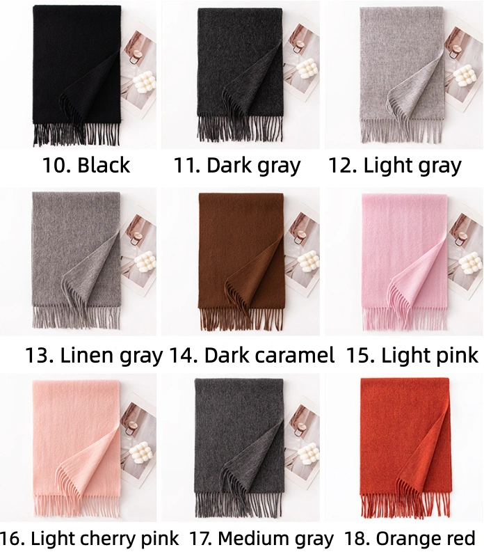 Ladies Plain 100 Wool Scarf For Winter With Tassel