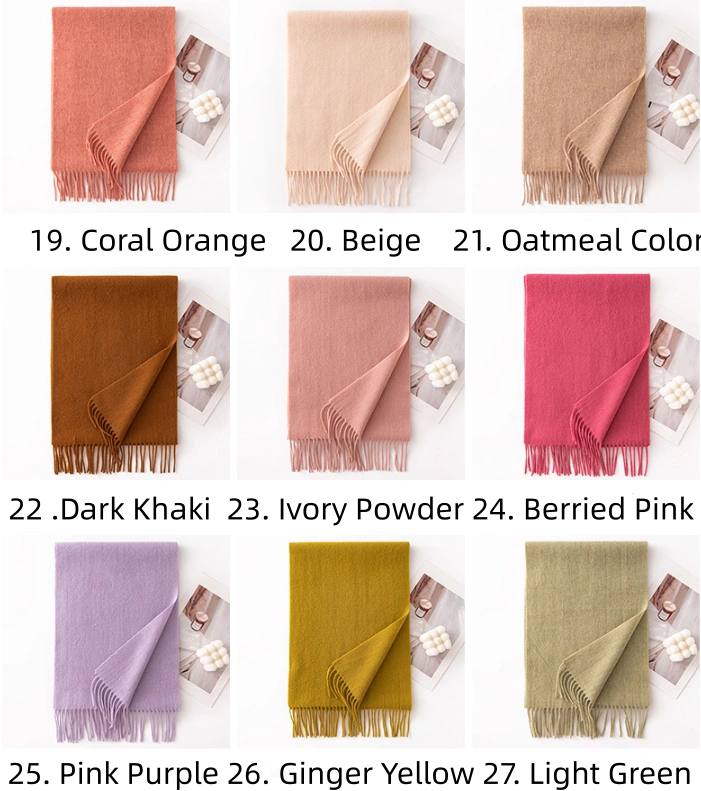 Ladies Plain 100 Wool Scarf For Winter With Tassel