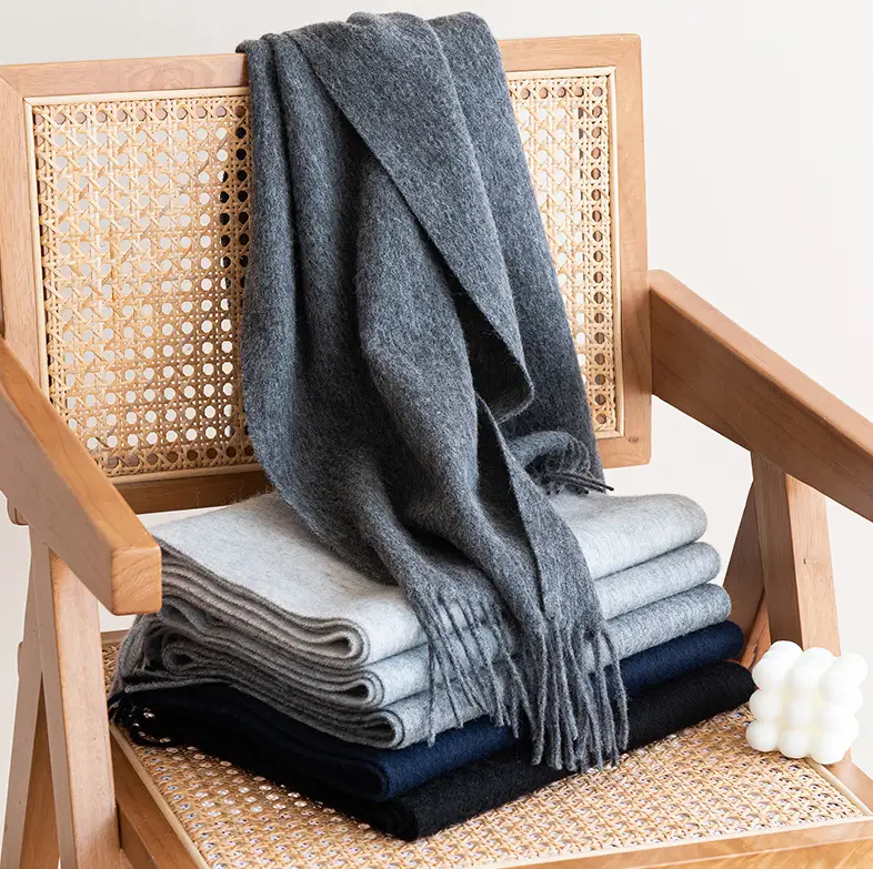 Ladies Plain 100 Wool Scarf For Winter With Tassel Ladies Plain 100 Wool Scarf For Winter With Tassel