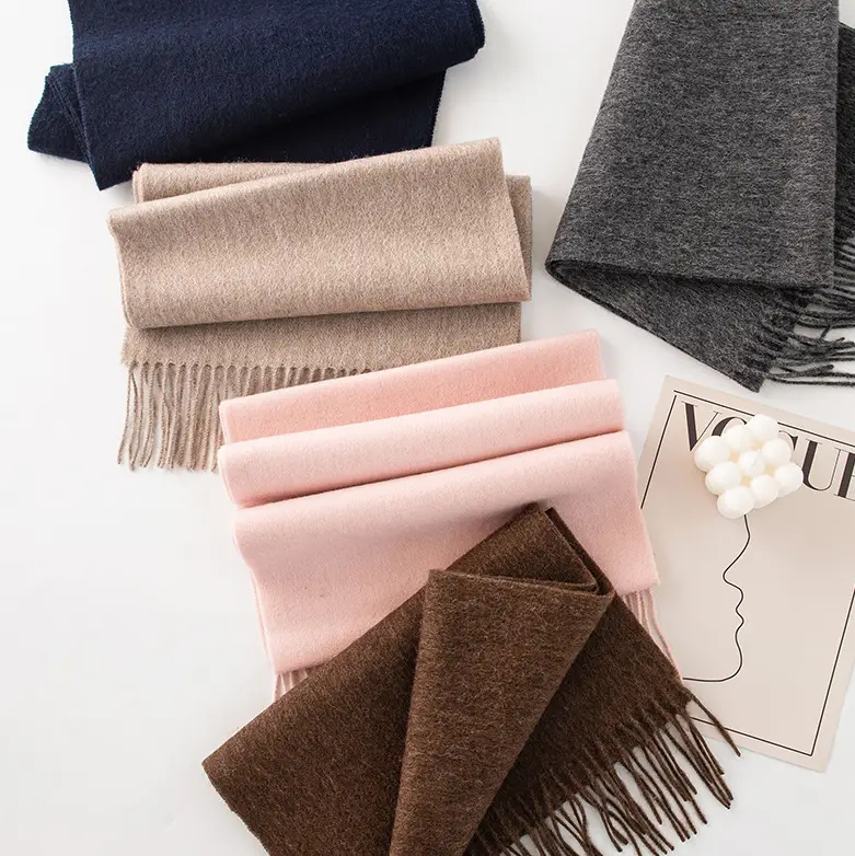 Ladies Plain 100 Wool Scarf For Winter With Tassel