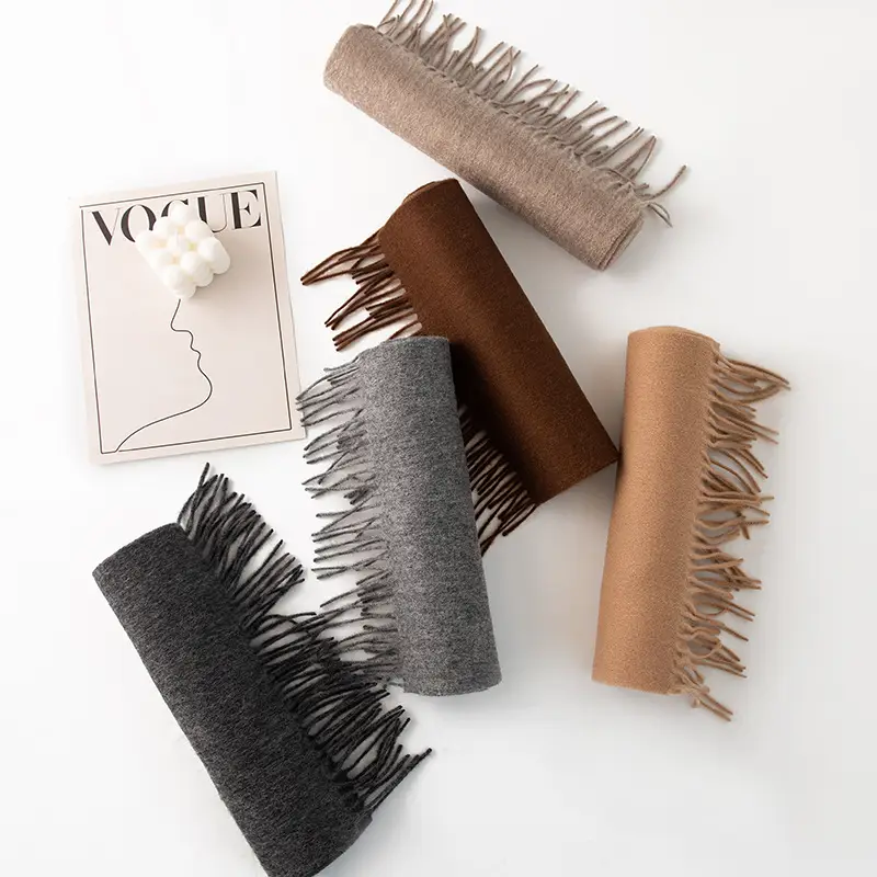 Ladies Plain 100 Wool Scarf For Winter With Tassel