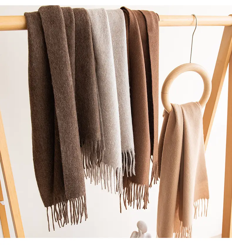 Ladies Plain 100 Wool Scarf For Winter With Tassel