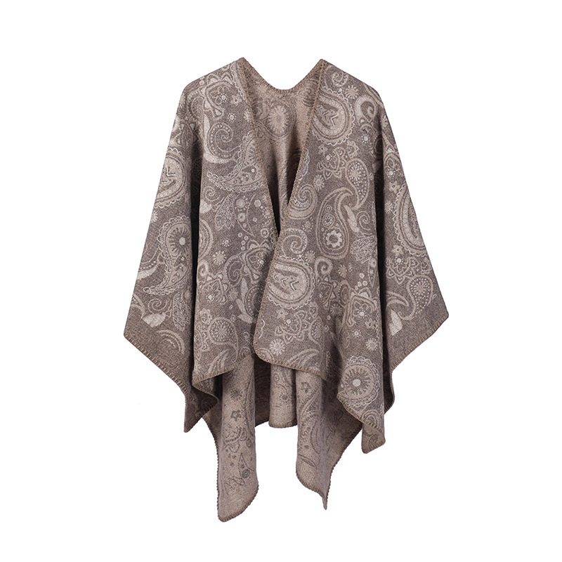 Winte Paisley Shawl Poncho Women Teardrop Wool Cardigans Coat