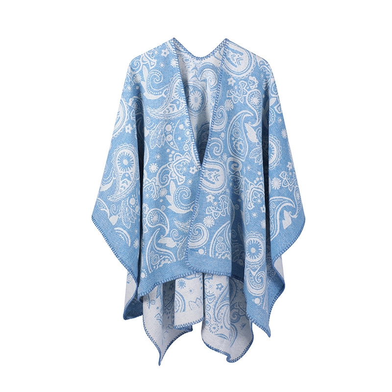 Winte Paisley Shawl Poncho Women Teardrop Wool Cardigans Coat