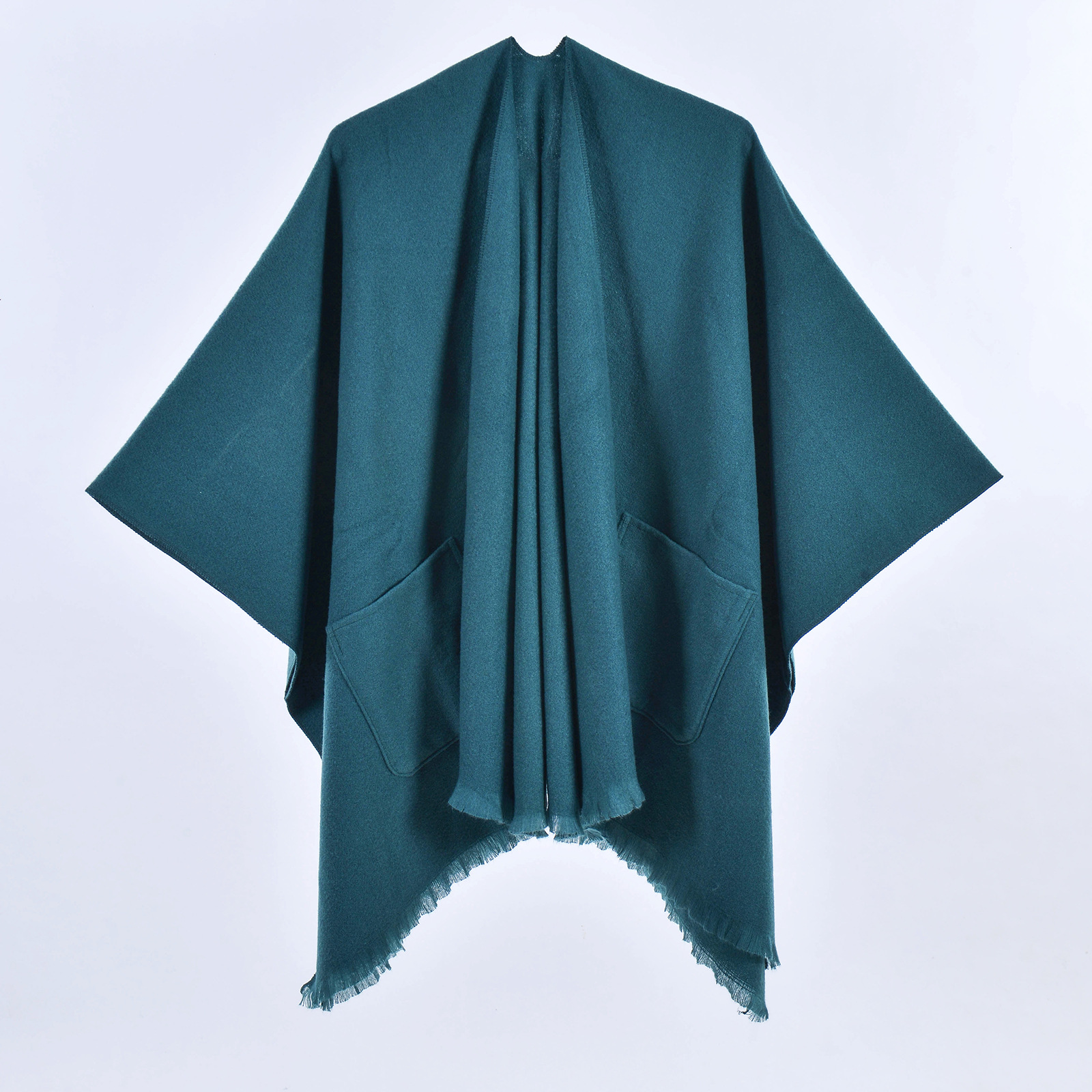 Wholesale Winter Multicolored Plain Shawl With Pockets