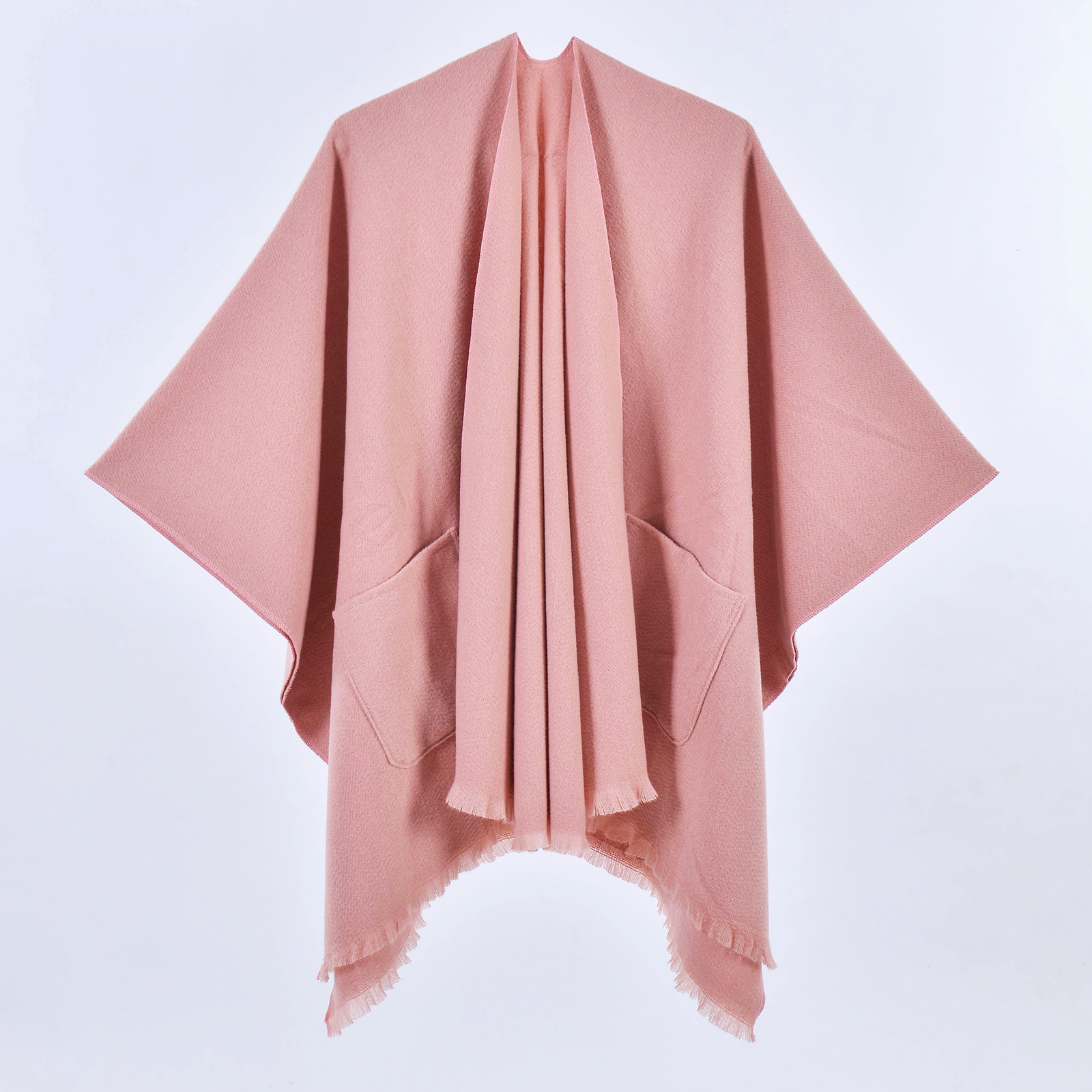 Wholesale Winter Multicolored Plain Shawl With Pockets