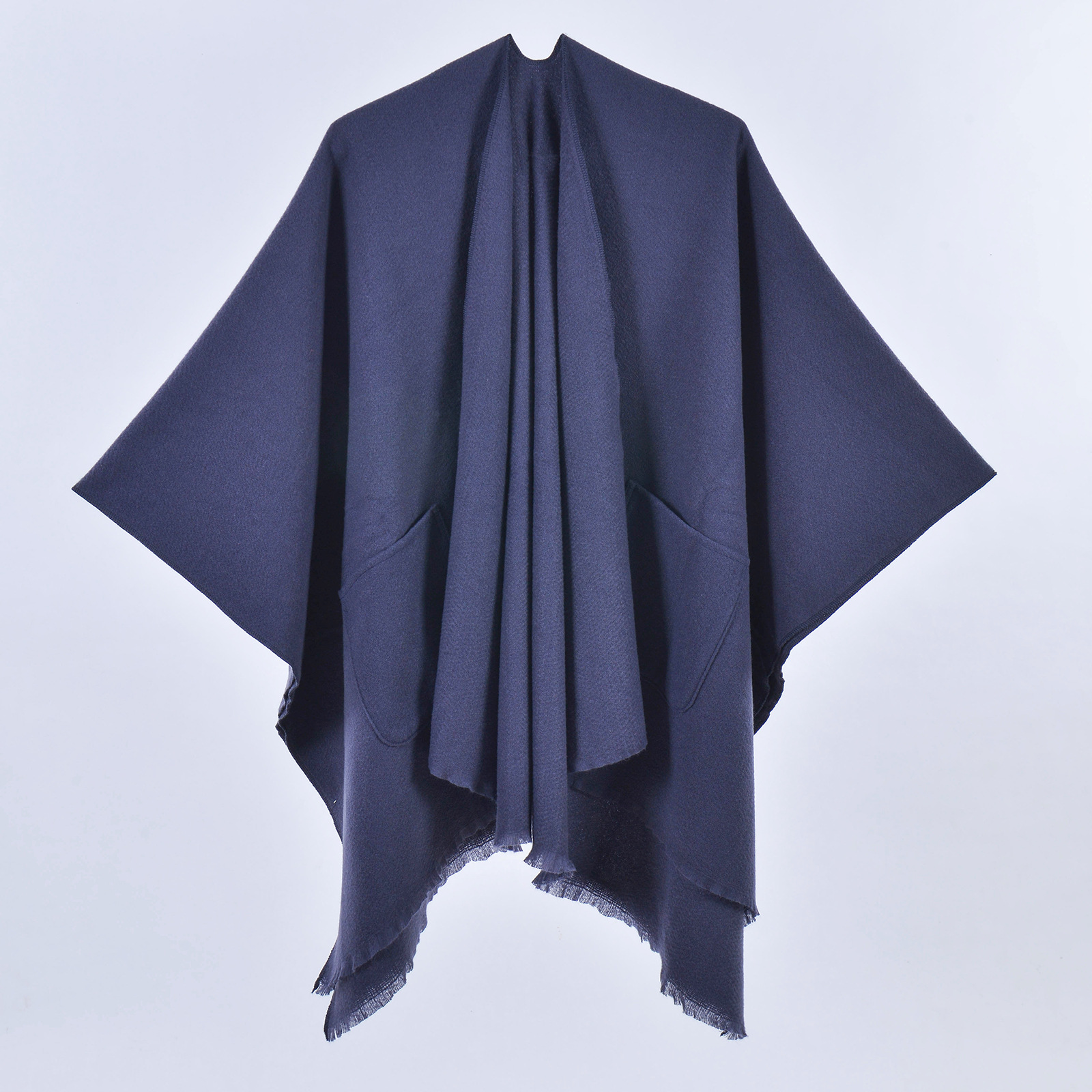 Wholesale Winter Multicolored Plain Shawl With Pockets