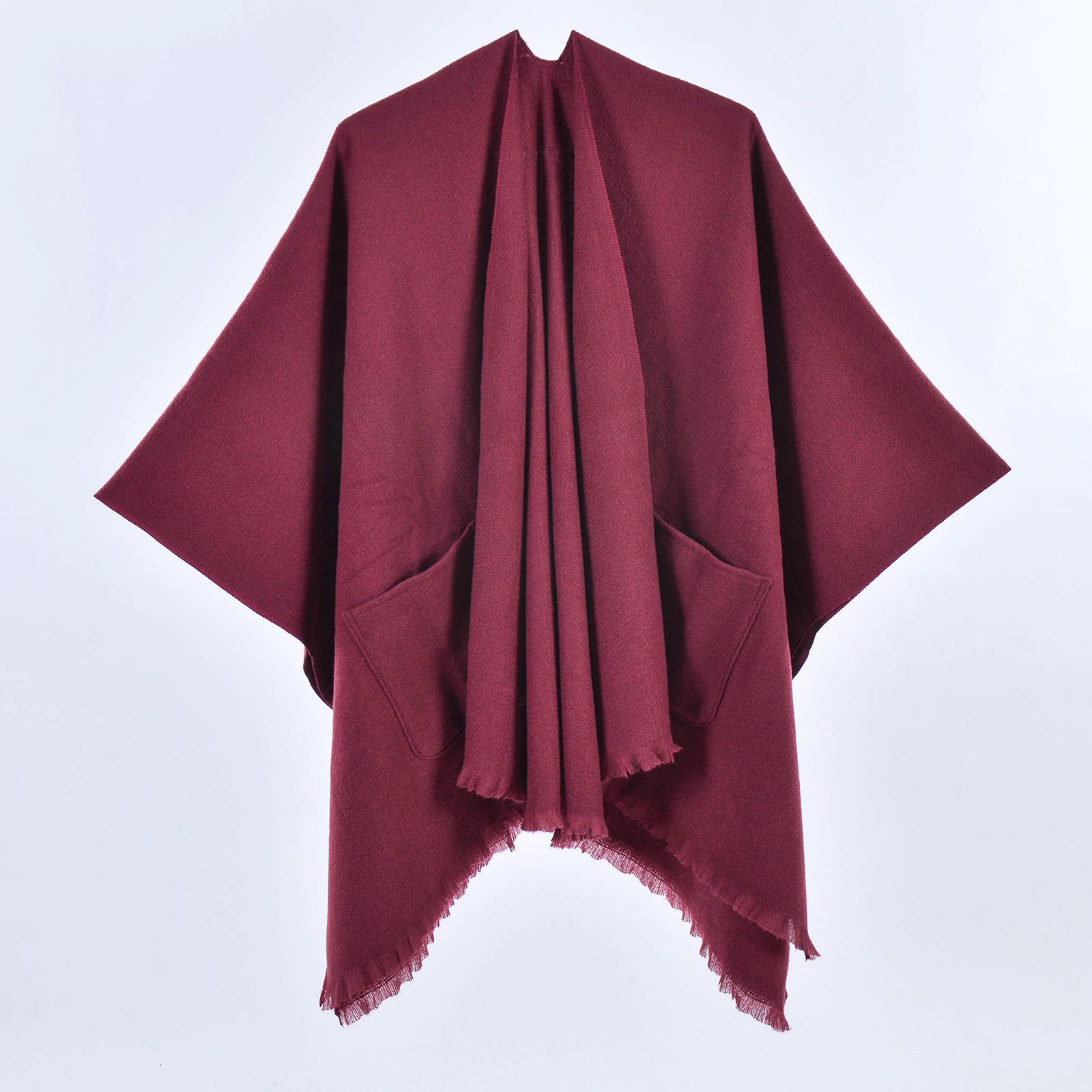 Wholesale Winter Multicolored Plain Shawl With Pockets