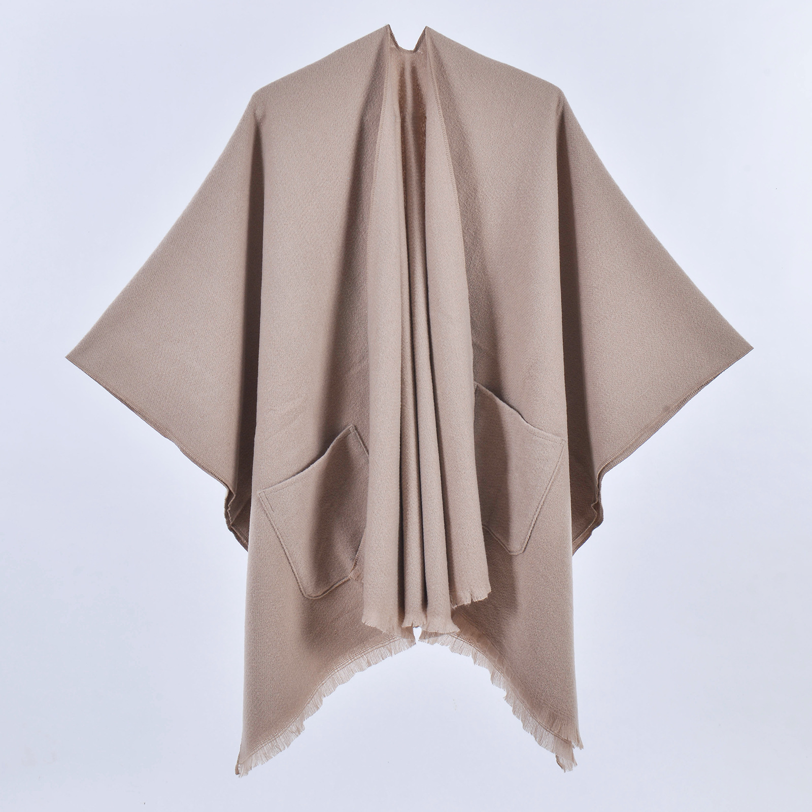 Wholesale Winter Multicolored Plain Shawl With Pockets